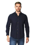 Camisas Para Hombre Manga Larga Lisa B45101 Marino