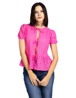 Blusas Para Mujer Bordada Con Escote N51155 Rosa