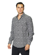 Camisas Para Hombre Manga Larga Estampada B45515 Negro