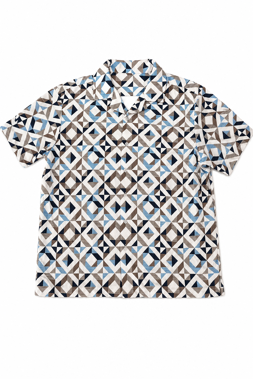 Camisa para Hombre Manga Corta Jacquard Estampada Stretch Antiarrugas B61461 Beige
