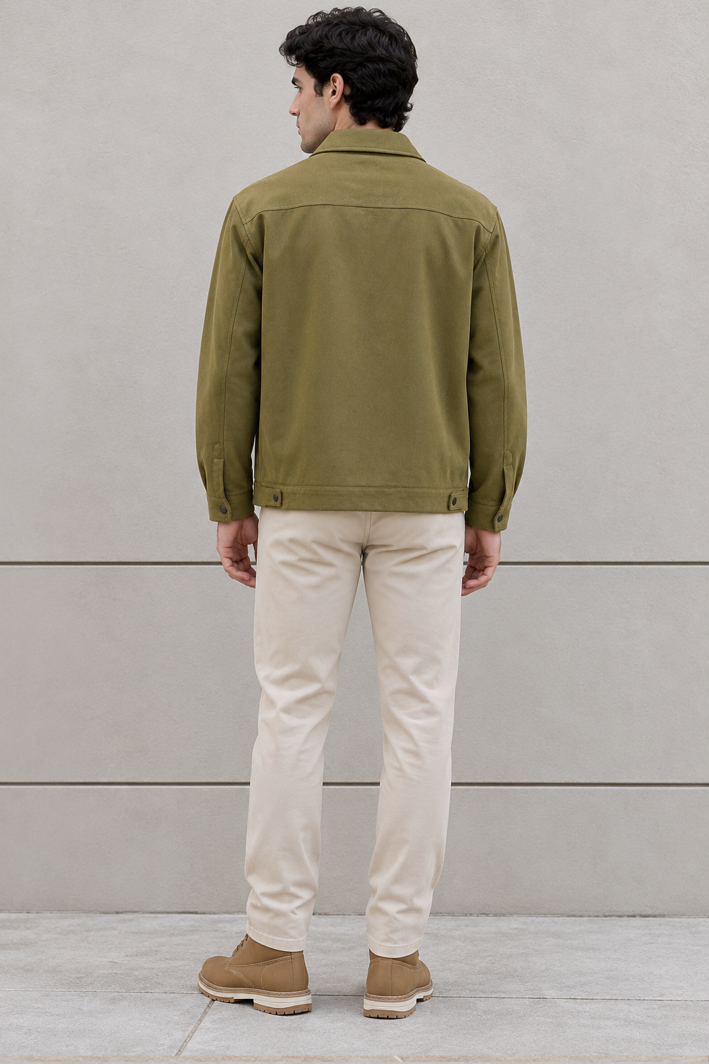 Sobrecamisas Para Hombre Suede De Doble Bolsillo Con Tapa B65413 Olivo