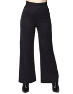 Pantalones Para Mujer Wide Leg Liso Con Resorte W43123 Negro