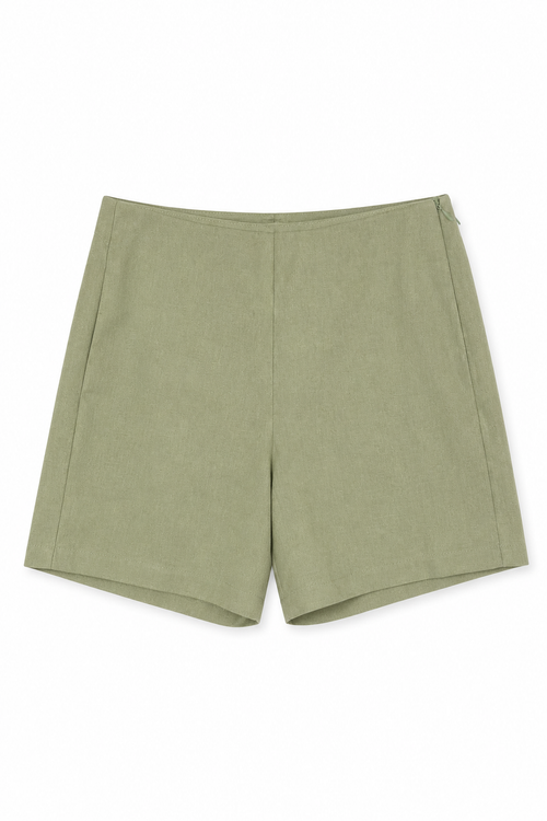 Shorts Para Mujer Lino Básico Con Elastico Y61105 Olivo
