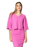 Blusas Para Mujer Corta Oversize De Manga Larga Cuello V Acanalada N41169 Rosa