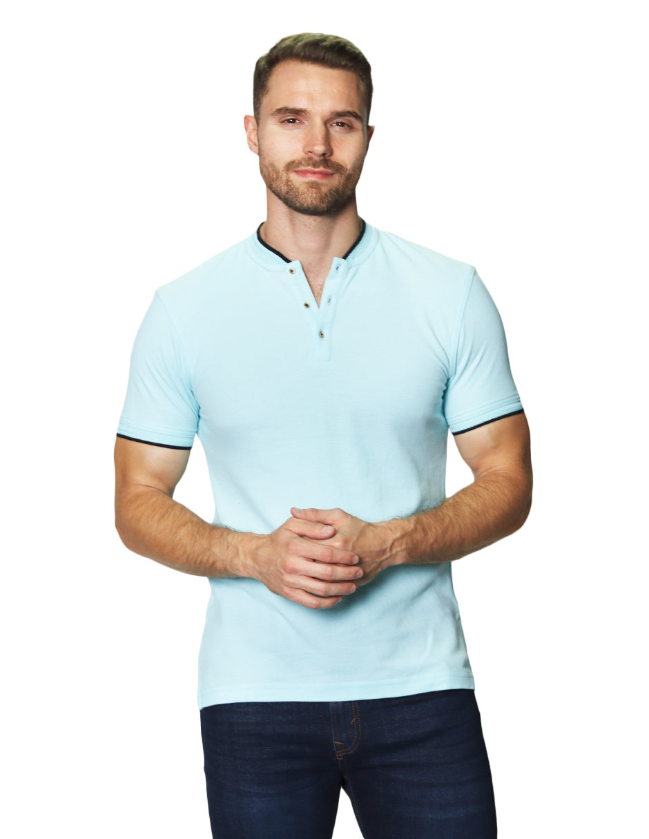 Playeras Polo Para Hombre Manga Corta Cuello Mao A41401 Aqua