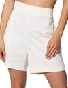 Shorts Para Mujer Bobois Moda Casuales Liso De Tiro Alto Tipo Lino Y41107 Hueso
