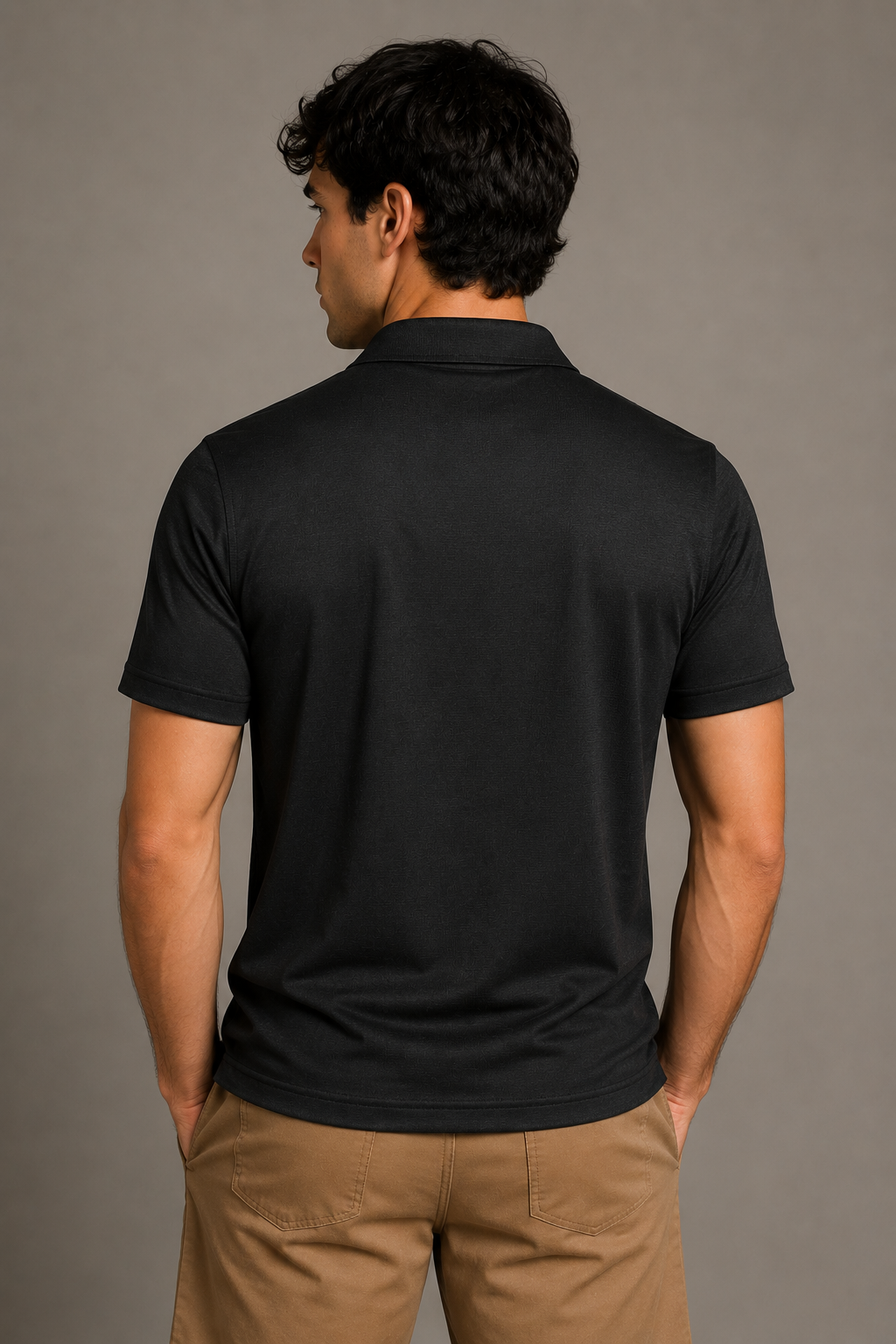 Playeras Polo Para Hombre Spandex Con Textura A55402 Negro