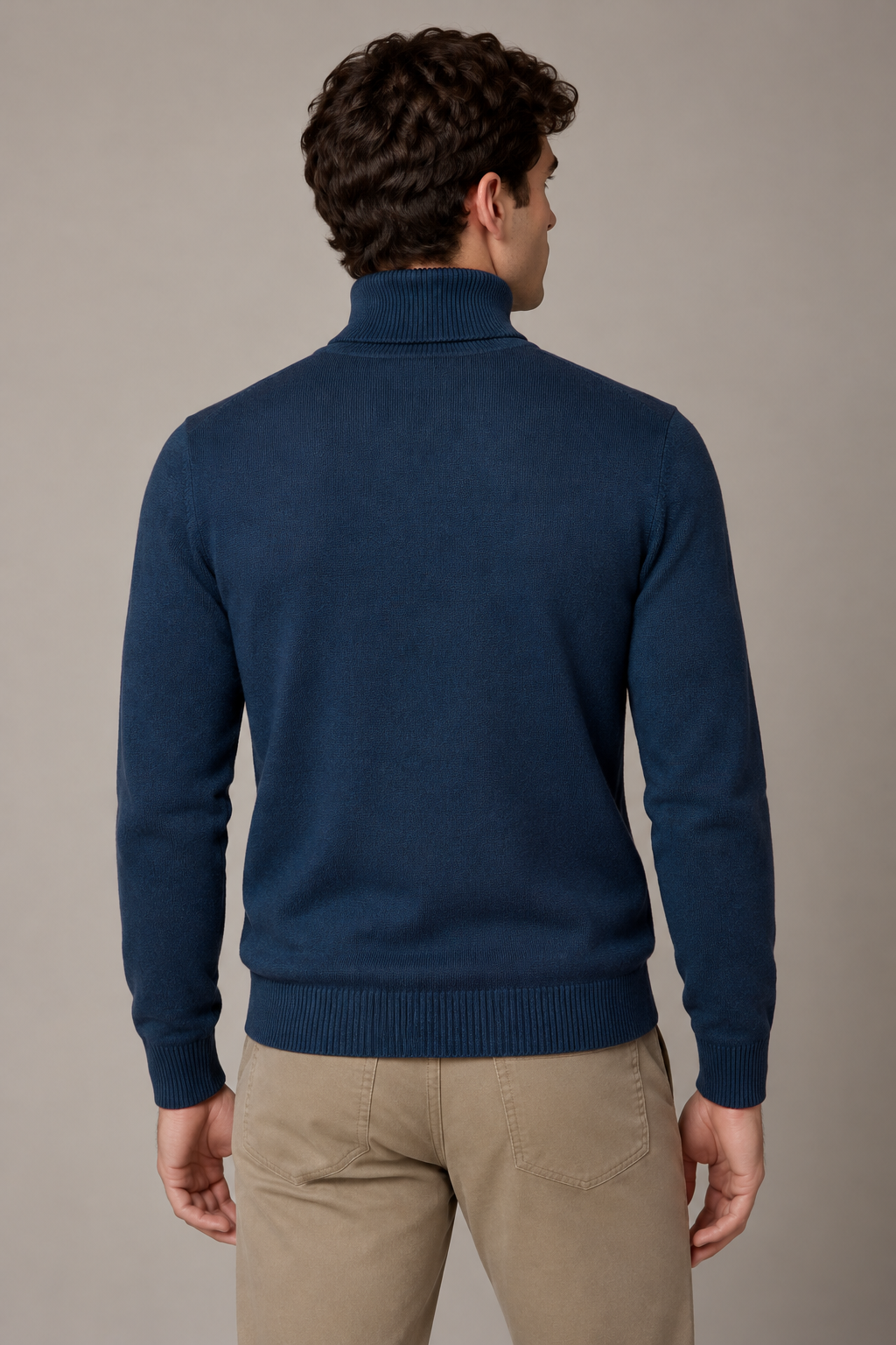 Suéteres Para Hombre Cuello Tortuga De Punto Fino E65303 Marino