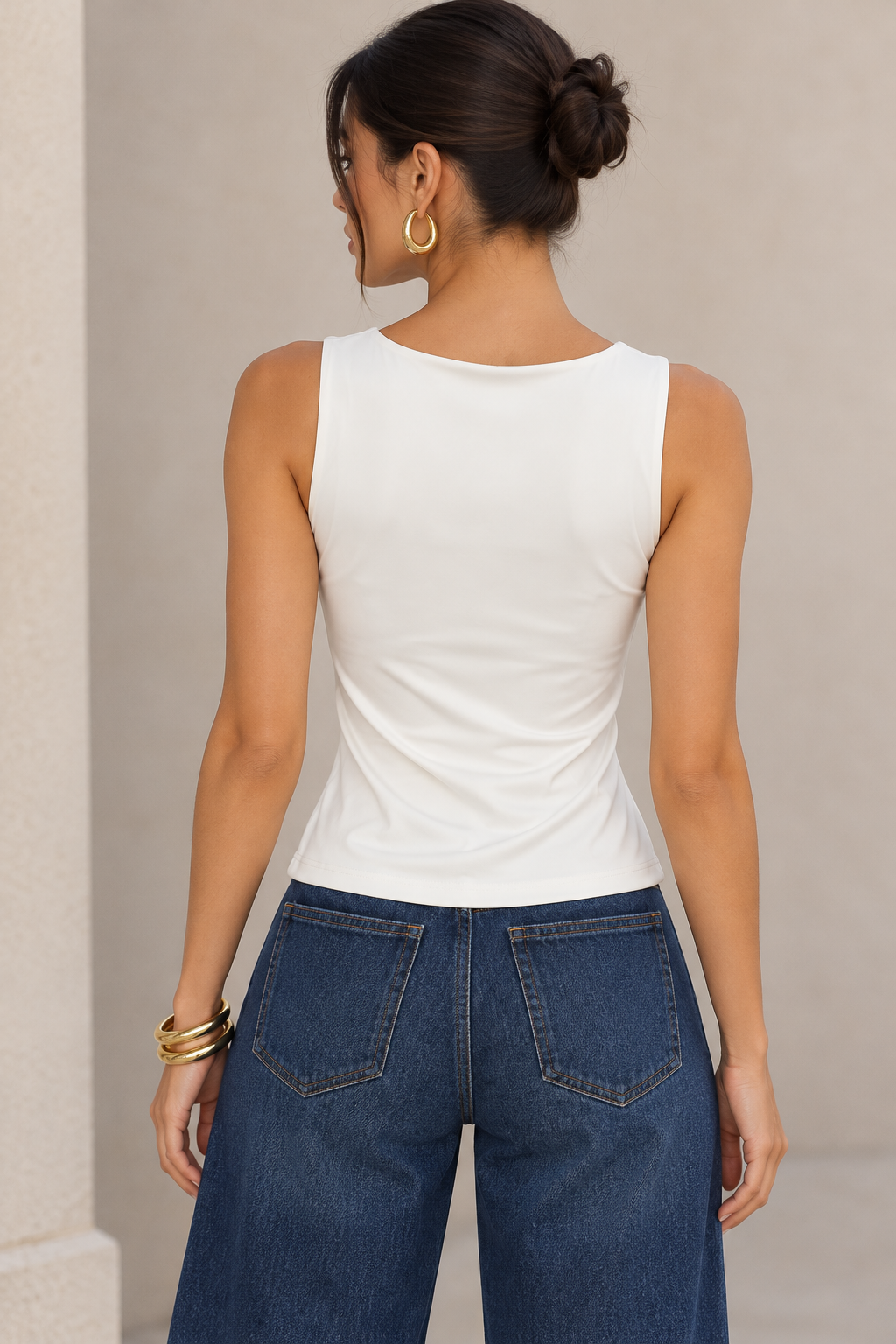 Blusas Para Mujer Sin Mangas Básica De Licra N63110 Hueso