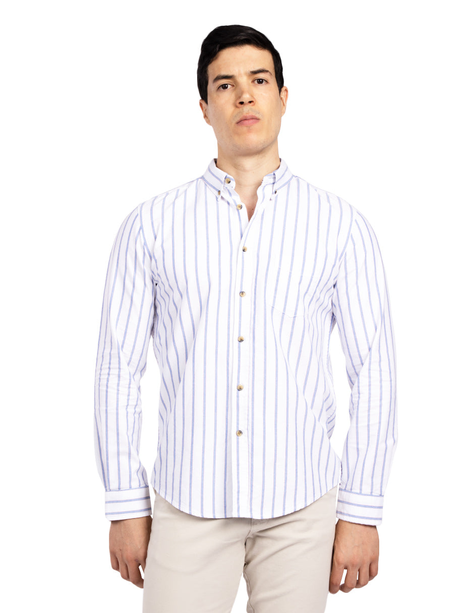 Camisas Para Hombre Regular Fit Oxford B51114 Blanco