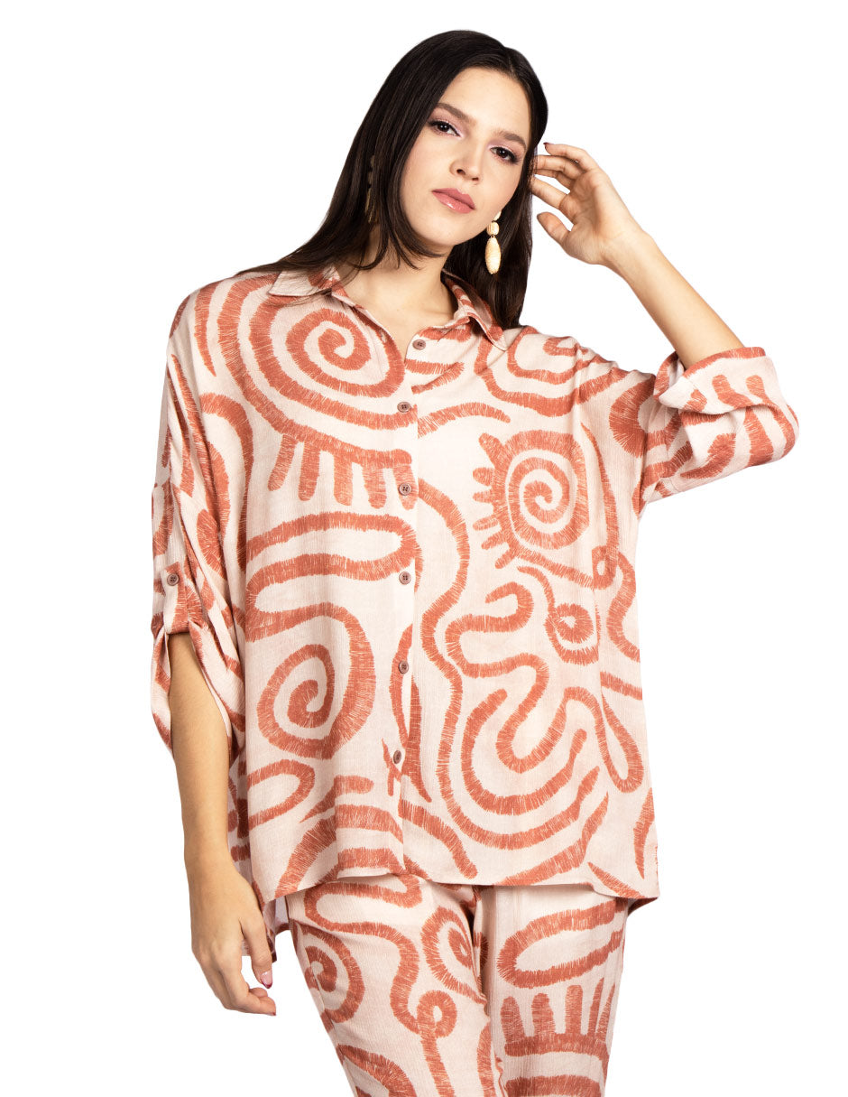 Blusas Para Mujer Camisera Etnica N51135 Rustico