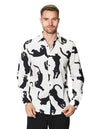 Camisas Para Hombre Manga Larga Estampada B45533 Blanco