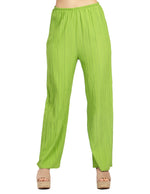 Pantalones Para Mujer Basico Corrugado De Tiro Alto W41142 Verde