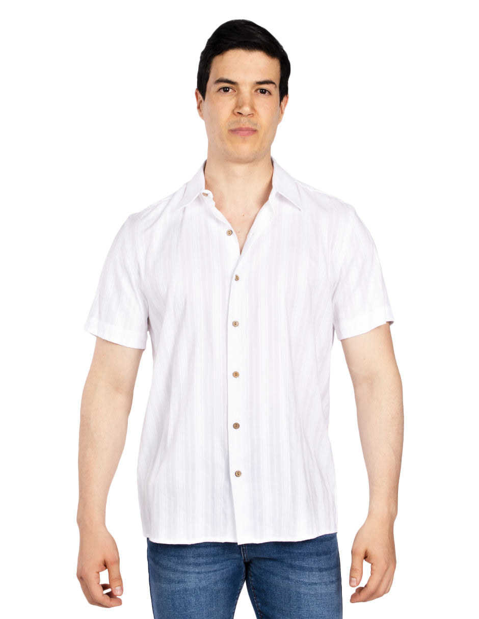 Camisas Para Hombre Jacquard Dobie B51354 Blanco