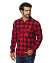 Camisas Para Hombre Bobois Moda Casuales De Manga Larga Tipo Franela Con Estampado De Cuadros Relaxed Fit B35124 Rojo