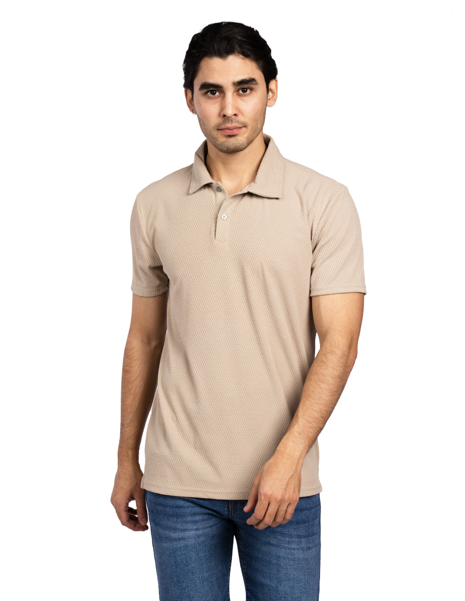 Playeras Tipo Polo Para Hombre Jacquard A51312 Arena