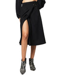 Faldas Para Mujer Bobois Moda Casuales Tipo Gamuza Larga Cruzada X33105 Negro