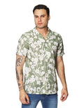 Camisas Para Hombre De Manga Corta Comoda Con Estampado Floral Cuello Abierto Relaxed Fit B41588 Eucalipto