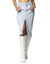 Faldas Para Mujer Bobois Moda Casuales De Tiro Alto Vaquera De Mezclilla Larga Con Abertura Al Frente X33100 Blench