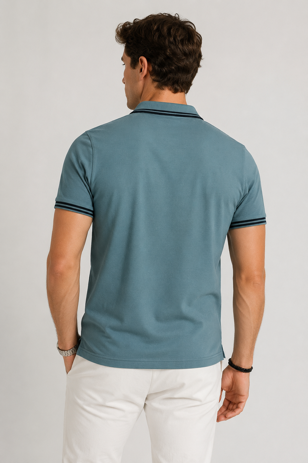 Playeras Polo Para Hombre Básica con Rayas APOLRS Verde