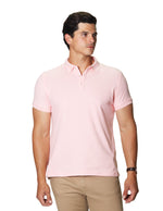 Playeras Polo Para Hombre De Manga Corta Lisa Basica Con Logo Bordado Slim Fit APOLOB Rosa