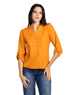 Blusas Para Mujer Tipo Lino Con Aletilla N51143 Naranja