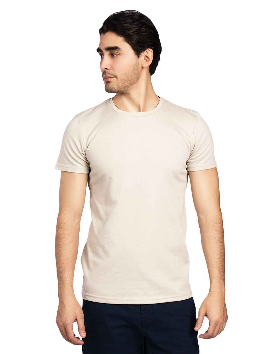 Playeras Para Hombre Slim Fit Microcostura A51301 Arena