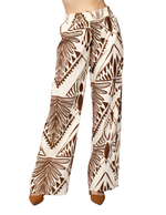 Pantalones Para Mujer Wide Leg Tipo Lino Estampado W51124 Cafe