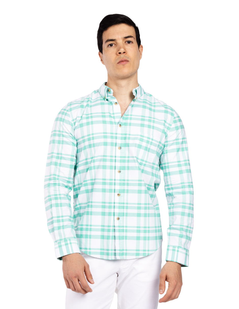 Camisas Para Hombre Regular Fit Oxford B51116 Verde