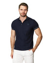 Playeras Polo Para Hombre De Manga Corta Con Detalle En Mangas A41412 Marino