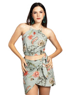Blusas Para Mujer Top Tipo Lino Cuello Halter N51117 Sage