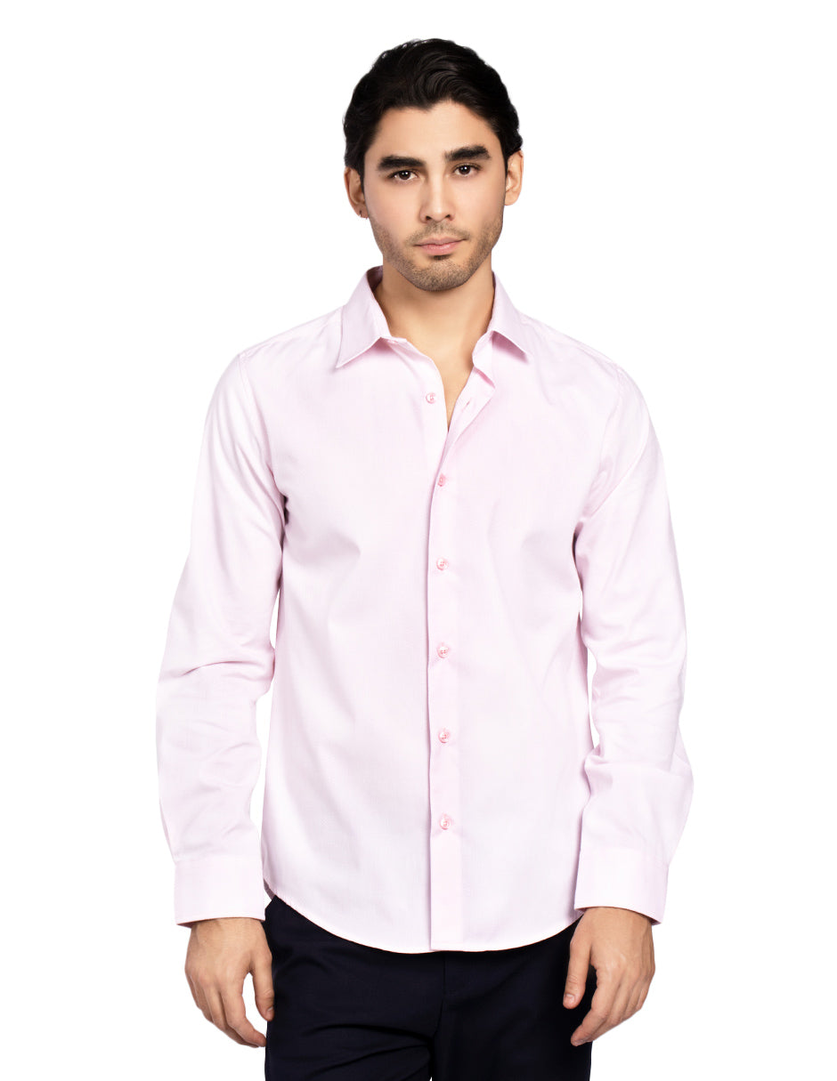 Camisas Para Hombre Regular Fit Stretch B51301 Rosa