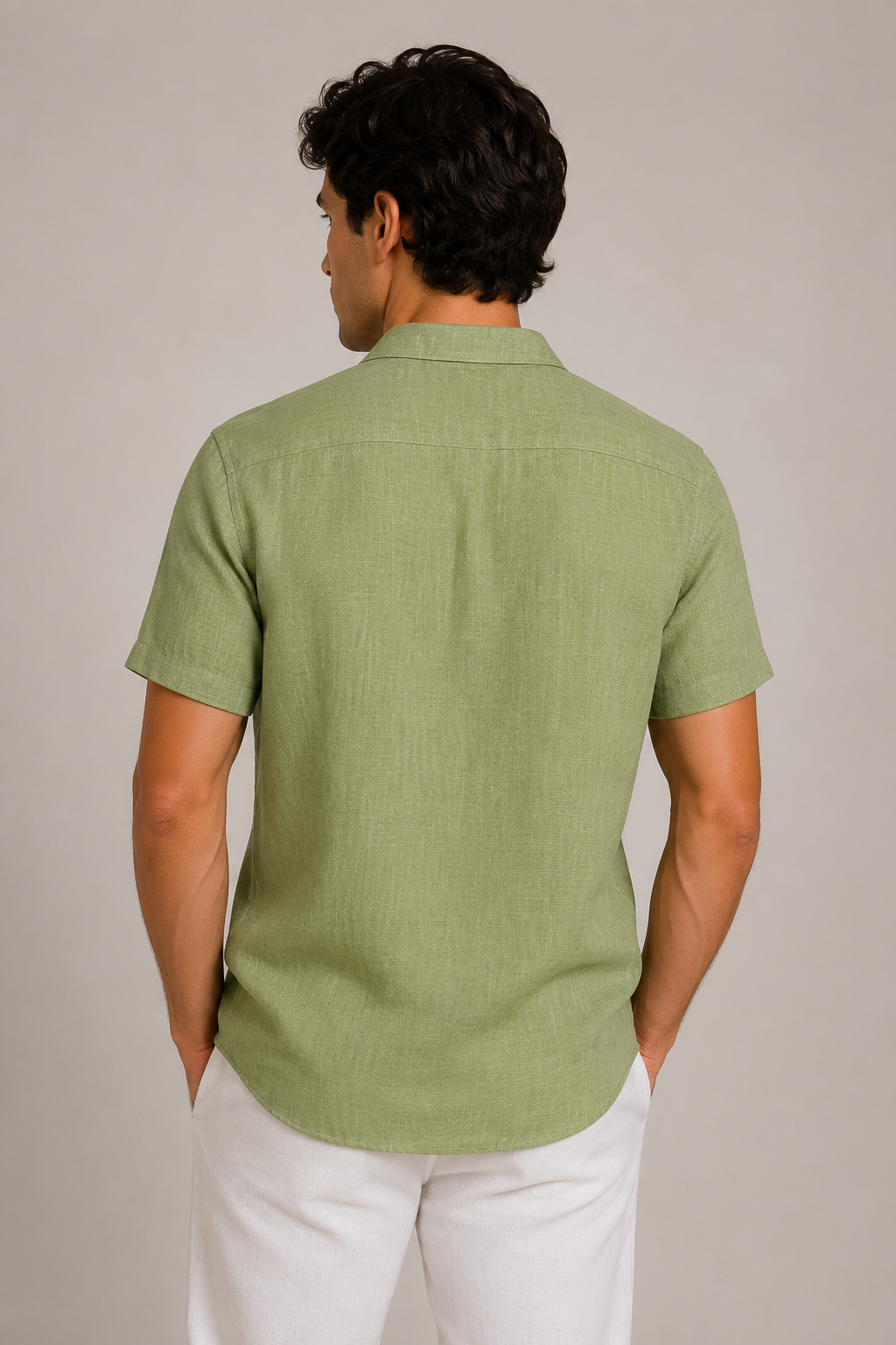 Camisas Para Hombre Tipo Lino Cuello Mao B61552 Olivo
