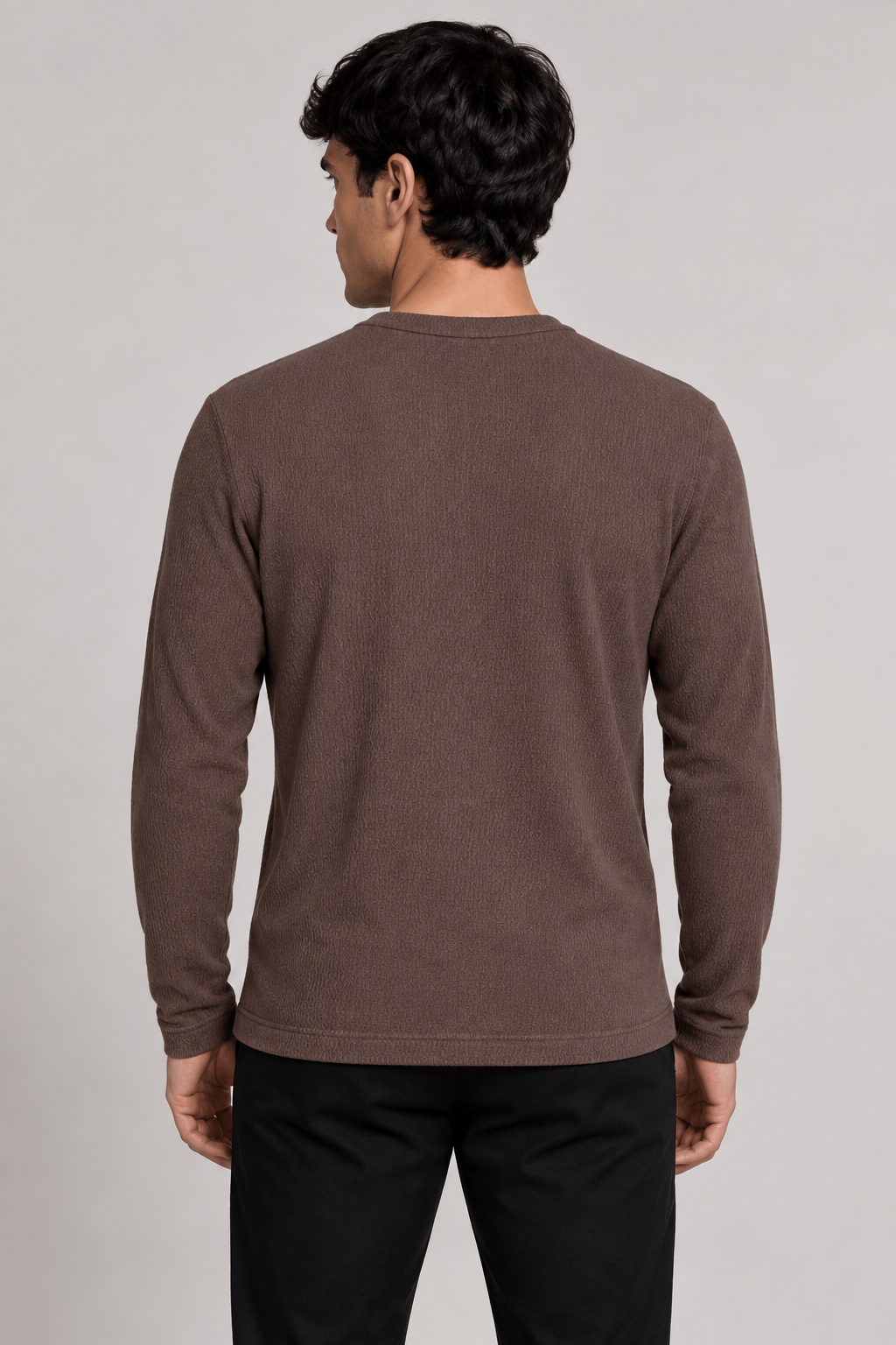 Playeras Para Hombre De Tejido Acanalado Con Manga Larga A65313 Vino