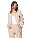 Chamarras Para Mujer Bomber Jacket Corta Q43101 Beige