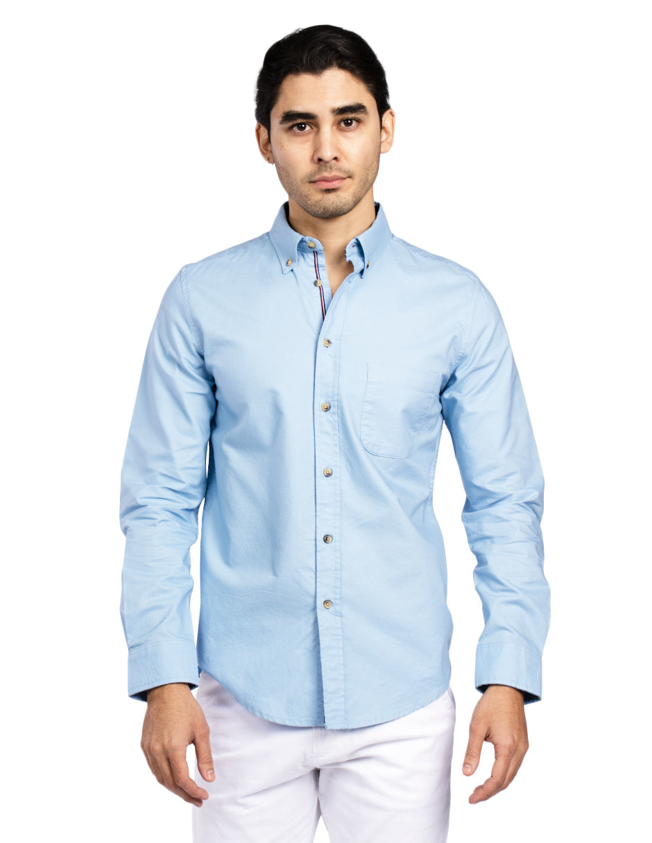 Camisas Para Hombre Regular Fit Oxford B51111 Cielo