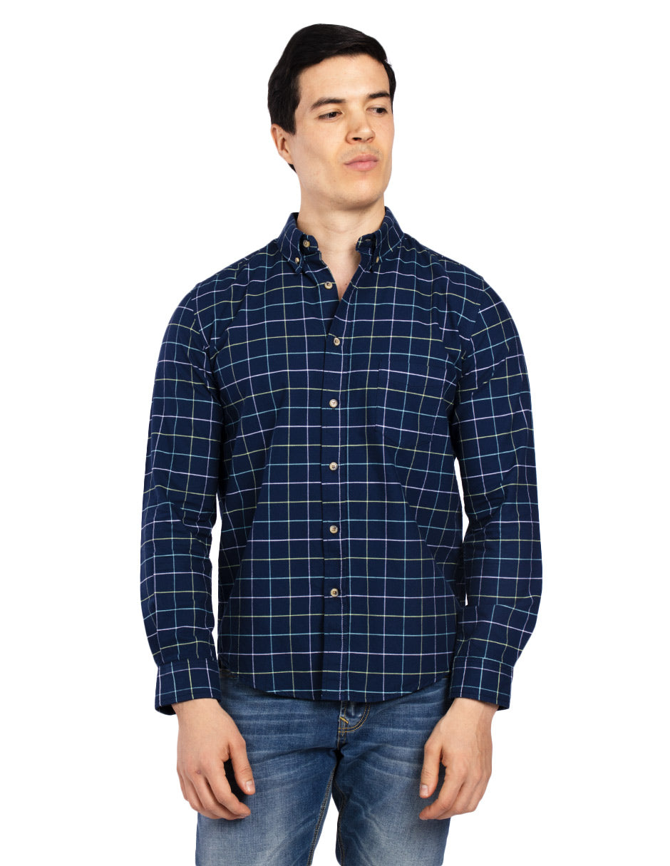 Camisas Para Hombre Regular Fit Oxford B51117 Marino