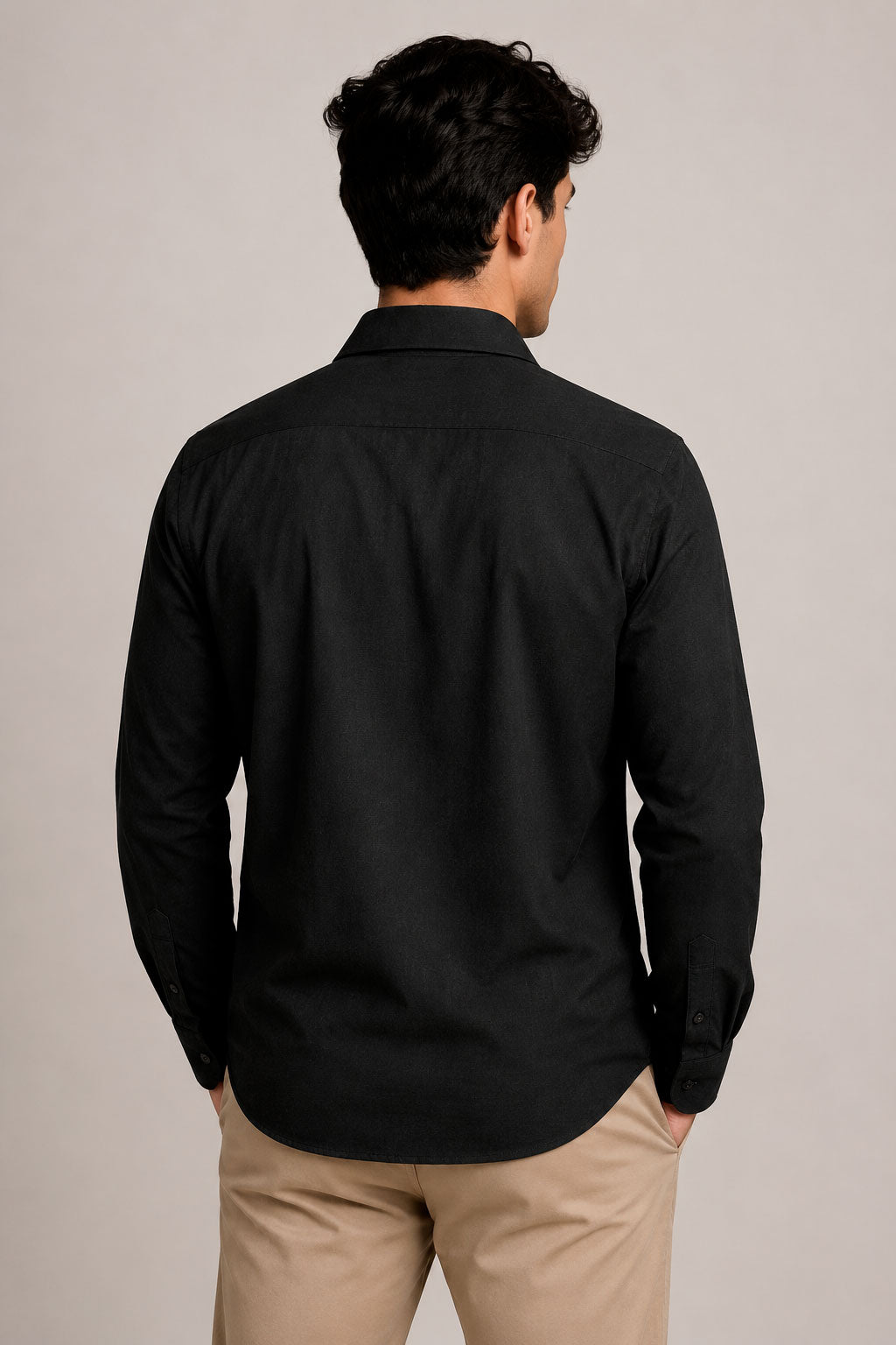 Camisas Para Hombre Super Stretch Con Textura Non Iron B55403 Negro