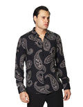 Camisas Para Hombre De Manga Larga Con Estampado Paisley Relaxed Fit B35523 Unico