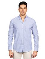 Camisas Para Hombre Manga Larga Rayas B45211 Azul