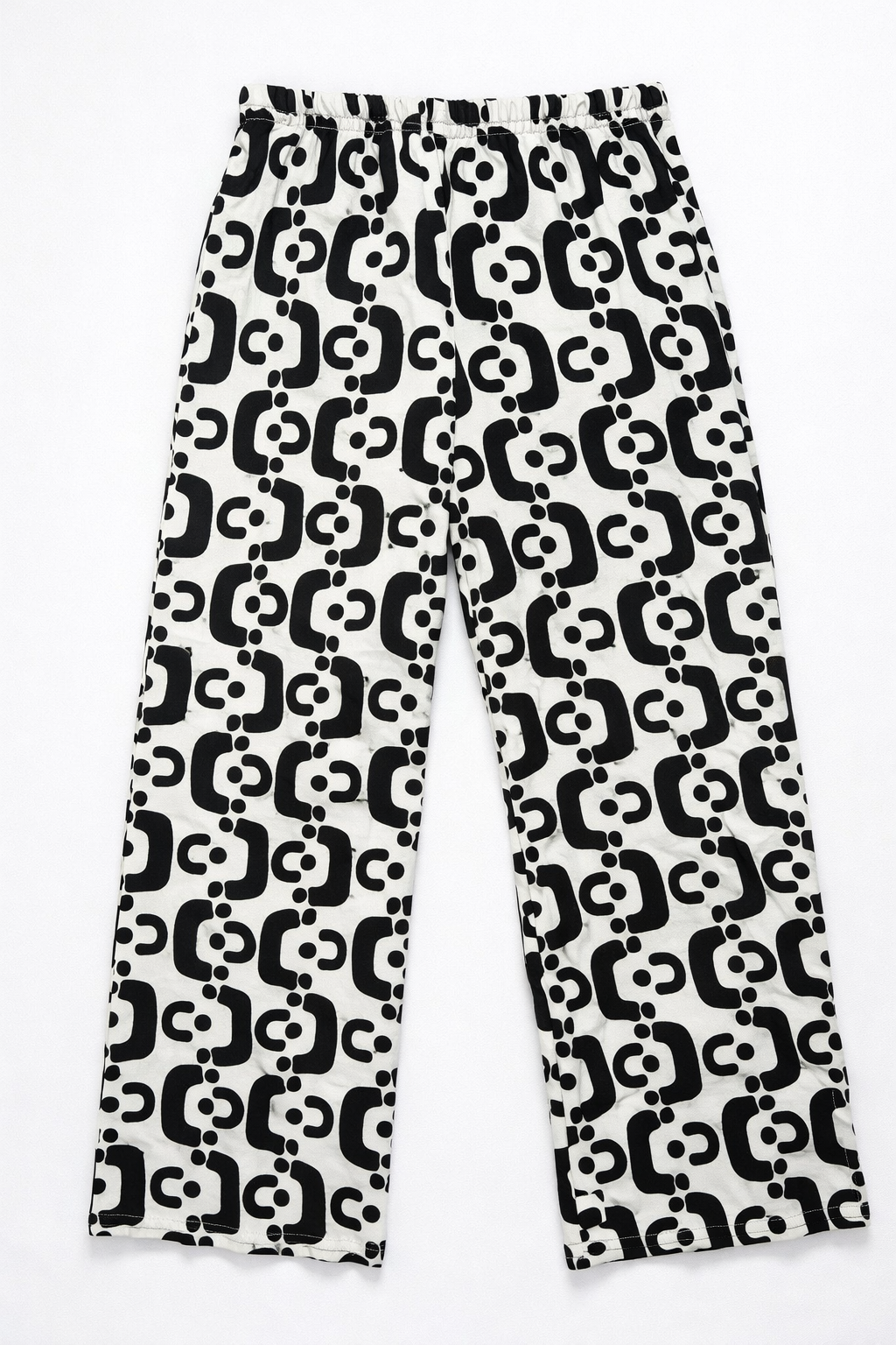 Pantalones Para Mujer Ligero Estampado Con Elastico W61126 Negro
