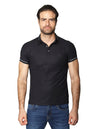 Playeras Polo Para Hombre De Manga Corta Con Detalle En Mangas A41412 Negro