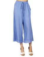 Pantalones Para Mujer Ancho Tipo Lino Con Jareta W51117 Azul