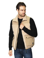 Chalecos Para Hombre Acolchado Cuello Sherpa H45307 Beige