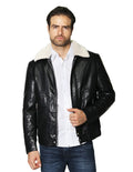 Chamarras para Hombre Tipo Piel Cuello Sherpa D45310 Negro