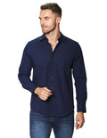 Camisas Para Hombre Jaspeada Manga Larga B45306 Azul