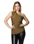 Blusas Para Mujer Sin Mangas Lisa Asimetrica N43141 Moka