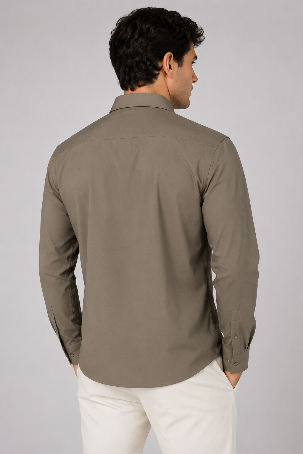 Camisas Para Hombre Formal Básica Lisa Libre de Arrugas B55406 Kaki