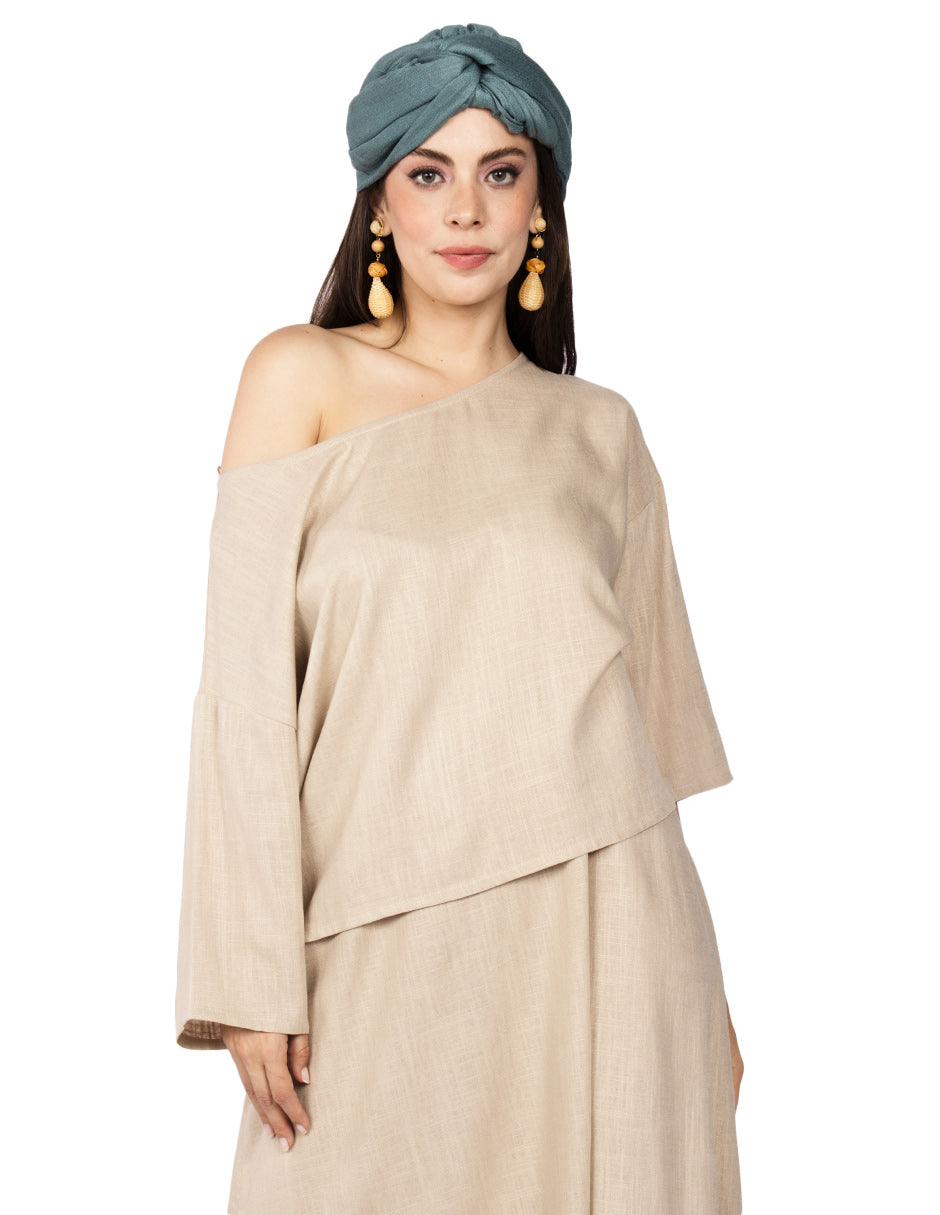 Blusas Para Mujer Oversize Tipo Lino N51141 Arena