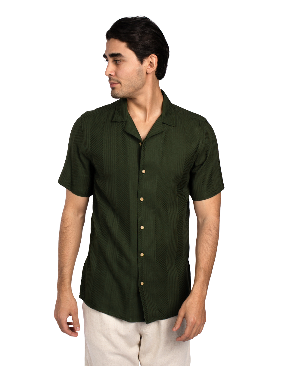 Camisas Para Hombre Jacquard Relaxed Fit B51363 Militar